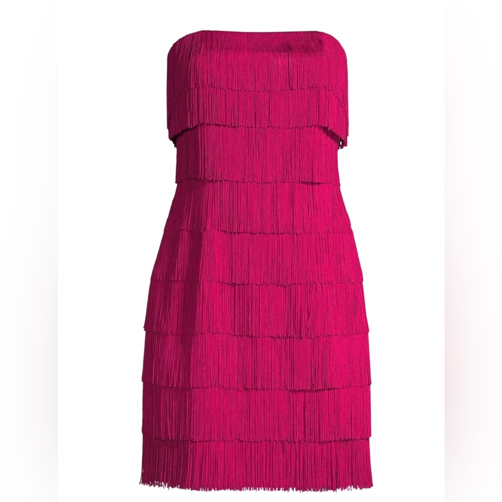 Liv Foster Tiered Fringe Strapeless Minidress